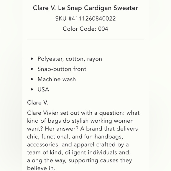 Clare V. Le Snap Cardigan Medium - Picture 6 of 10